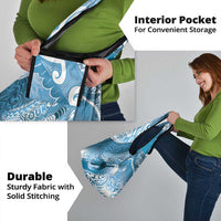 Personalised New Zealand Aotearoa Darts Masters Grocery Bag Maori Art Tattoo with Tribal Dart Symbol Blue - Polynesian Pride