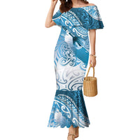 Personalised New Zealand Aotearoa Darts Masters Mermaid Dress Maori Art Tattoo with Tribal Dart Symbol Blue - Polynesian Pride