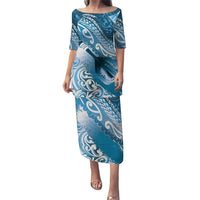 Personalised New Zealand Aotearoa Darts Masters Puletasi Maori Art Tattoo with Tribal Dart Symbol Blue - Polynesian Pride