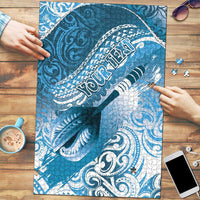 Personalised New Zealand Aotearoa Darts Masters Puzzle Maori Art Tattoo with Tribal Dart Symbol Blue - Polynesian Pride