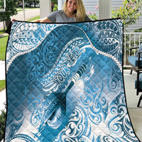 Personalised New Zealand Aotearoa Darts Masters Quilt Maori Art Tattoo with Tribal Dart Symbol Blue - Polynesian Pride