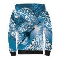 Personalised New Zealand Aotearoa Darts Masters Sherpa Hoodie Maori Art Tattoo with Tribal Dart Symbol Blue - Polynesian Pride