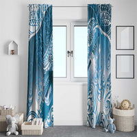 Personalised New Zealand Aotearoa Darts Masters Window Curtain Maori Art Tattoo with Tribal Dart Symbol Blue - Polynesian Pride