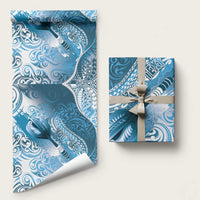 Personalised New Zealand Aotearoa Darts Masters Wrapping Paper Maori Art Tattoo with Tribal Dart Symbol Blue - Polynesian Pride