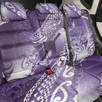 Personalised New Zealand Aotearoa Darts Masters Back Car Seat Cover Maori Art Tattoo with Tribal Dart Symbol Purple - Polynesian Pride