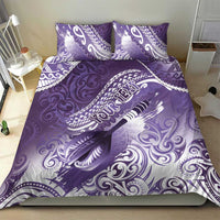 Personalised New Zealand Aotearoa Darts Masters Bedding Set Maori Art Tattoo with Tribal Dart Symbol Purple - Polynesian Pride