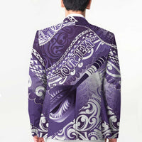 Personalised New Zealand Aotearoa Darts Masters Blazer Maori Art Tattoo with Tribal Dart Symbol Purple - Polynesian Pride