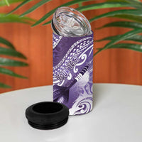 Personalised New Zealand Aotearoa Darts Masters 4 in 1 Can Cooler Tumbler Maori Art Tattoo with Tribal Dart Symbol Purple - Polynesian Pride