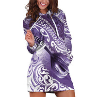 Personalised New Zealand Aotearoa Darts Masters Hoodie Dress Maori Art Tattoo with Tribal Dart Symbol Purple - Polynesian Pride