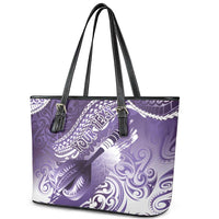 Personalised New Zealand Aotearoa Darts Masters Leather Tote Bag Maori Art Tattoo with Tribal Dart Symbol Purple - Polynesian Pride