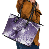 Personalised New Zealand Aotearoa Darts Masters Leather Tote Bag Maori Art Tattoo with Tribal Dart Symbol Purple - Polynesian Pride