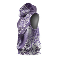 Personalised New Zealand Aotearoa Darts Masters Sleeveless Hoodie Maori Art Tattoo with Tribal Dart Symbol Purple - Polynesian Pride