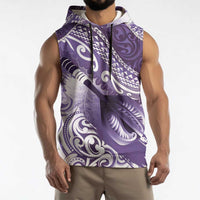 Personalised New Zealand Aotearoa Darts Masters Sleeveless Hoodie Maori Art Tattoo with Tribal Dart Symbol Purple - Polynesian Pride