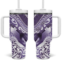 Personalised New Zealand Aotearoa Darts Masters Tumbler With Handle Maori Art Tattoo with Tribal Dart Symbol Purple - Polynesian Pride
