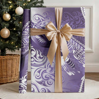 Personalised New Zealand Aotearoa Darts Masters Wrapping Paper Maori Art Tattoo with Tribal Dart Symbol Purple - Polynesian Pride