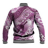 Personalised New Zealand Aotearoa Darts Masters Baseball Jacket Maori Art Tattoo with Tribal Dart Symbol Pink - Polynesian Pride