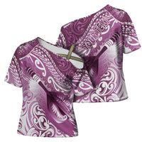 Personalised New Zealand Aotearoa Darts Masters Cross Shoulder Shirt Maori Art Tattoo with Tribal Dart Symbol Pink - Polynesian Pride