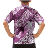 Personalised New Zealand Aotearoa Darts Masters Family Matching Mermaid Dress and Hawaiian Shirt Maori Art Tattoo with Tribal Dart Symbol Pink - Polynesian Pride