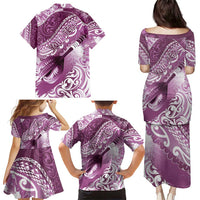 Personalised New Zealand Aotearoa Darts Masters Family Matching Puletasi and Hawaiian Shirt Maori Art Tattoo with Tribal Dart Symbol Pink - Polynesian Pride