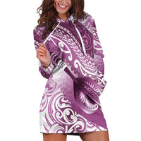 Personalised New Zealand Aotearoa Darts Masters Hoodie Dress Maori Art Tattoo with Tribal Dart Symbol Pink - Polynesian Pride