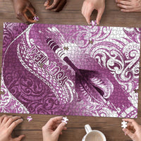 Personalised New Zealand Aotearoa Darts Masters Puzzle Maori Art Tattoo with Tribal Dart Symbol Pink - Polynesian Pride