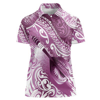 Personalised New Zealand Aotearoa Darts Masters Women Polo Shirt Maori Art Tattoo with Tribal Dart Symbol Pink - Polynesian Pride