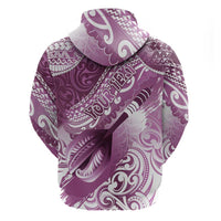 Personalised New Zealand Aotearoa Darts Masters Zip Hoodie Maori Art Tattoo with Tribal Dart Symbol Pink - Polynesian Pride