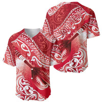 Personalised New Zealand Aotearoa Darts Masters Baseball Jersey Maori Art Tattoo with Tribal Dart Symbol Red - Polynesian Pride