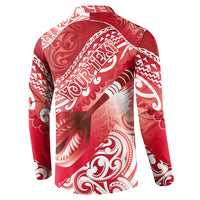 Personalised New Zealand Aotearoa Darts Masters Button Sweatshirt Maori Art Tattoo with Tribal Dart Symbol Red - Polynesian Pride