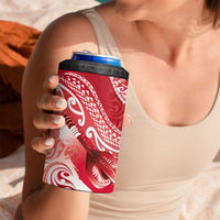 Personalised New Zealand Aotearoa Darts Masters 4 in 1 Can Cooler Tumbler Maori Art Tattoo with Tribal Dart Symbol Red - Polynesian Pride