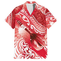 Personalised New Zealand Aotearoa Darts Masters Family Matching Long Sleeve Bodycon Dress and Hawaiian Shirt Maori Art Tattoo with Tribal Dart Symbol Red - Polynesian Pride