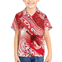 Personalised New Zealand Aotearoa Darts Masters Family Matching Summer Maxi Dress and Hawaiian Shirt Maori Art Tattoo with Tribal Dart Symbol Red - Polynesian Pride