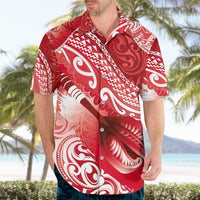 Personalised New Zealand Aotearoa Darts Masters Hawaiian Shirt Maori Art Tattoo with Tribal Dart Symbol Red - Polynesian Pride