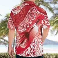Personalised New Zealand Aotearoa Darts Masters Hawaiian Shirt Maori Art Tattoo with Tribal Dart Symbol Red - Polynesian Pride