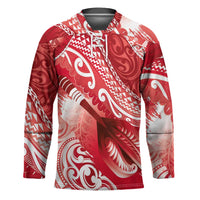 Personalised New Zealand Aotearoa Darts Masters Hockey Jersey Maori Art Tattoo with Tribal Dart Symbol Red - Polynesian Pride