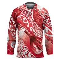 Personalised New Zealand Aotearoa Darts Masters Hockey Jersey Maori Art Tattoo with Tribal Dart Symbol Red - Polynesian Pride