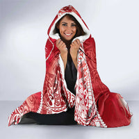 Personalised New Zealand Aotearoa Darts Masters Hooded Blanket Maori Art Tattoo with Tribal Dart Symbol Red - Polynesian Pride