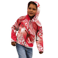 Personalised New Zealand Aotearoa Darts Masters Kid Hoodie Maori Art Tattoo with Tribal Dart Symbol Red - Polynesian Pride