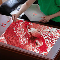 Personalised New Zealand Aotearoa Darts Masters Puzzle Maori Art Tattoo with Tribal Dart Symbol Red - Polynesian Pride