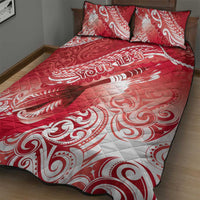 Personalised New Zealand Aotearoa Darts Masters Quilt Bed Set Maori Art Tattoo with Tribal Dart Symbol Red - Polynesian Pride