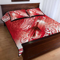 Personalised New Zealand Aotearoa Darts Masters Quilt Bed Set Maori Art Tattoo with Tribal Dart Symbol Red - Polynesian Pride