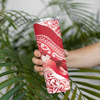 Personalised New Zealand Aotearoa Darts Masters Skinny Tumbler Maori Art Tattoo with Tribal Dart Symbol Red - Polynesian Pride