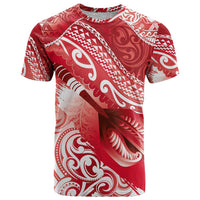 Personalised New Zealand Aotearoa Darts Masters T Shirt Maori Art Tattoo with Tribal Dart Symbol Red - Polynesian Pride
