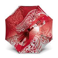 Personalised New Zealand Aotearoa Darts Masters Umbrella Maori Art Tattoo with Tribal Dart Symbol Red - Polynesian Pride