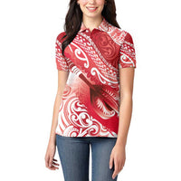 Personalised New Zealand Aotearoa Darts Masters Women Polo Shirt Maori Art Tattoo with Tribal Dart Symbol Red - Polynesian Pride