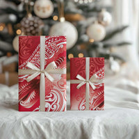 Personalised New Zealand Aotearoa Darts Masters Wrapping Paper Maori Art Tattoo with Tribal Dart Symbol Red - Polynesian Pride