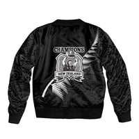 New Zealand World Cup 2023 Sleeve Zip Bomber Jacket Aotearoa Champion Rugby with Silver Fern Maori Ethnic Pattern LT03 - Polynesian Pride