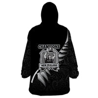 New Zealand World Cup 2023 Wearable Blanket Hoodie Aotearoa Champion Rugby with Silver Fern Maori Ethnic Pattern LT03 - Polynesian Pride