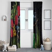 New Zealand Tui Window Curtain Guardians of the Hei Tiki - Maori Art and Plants