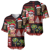 Hawaiian Christmas Baseball Jersey - Mele Kalikimaka Island Holiday Vibes - Black Red LT03 - Polynesian Pride